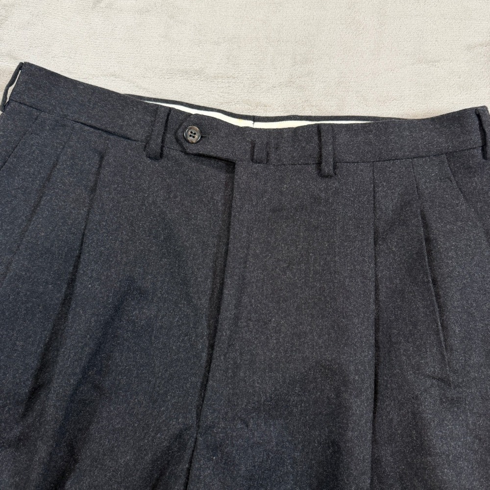 Gianluca Isaia Napoli Mens 34x30 Wool Cashmere Pleated Trousers Gray Italy EUC - Picture 4 of 14